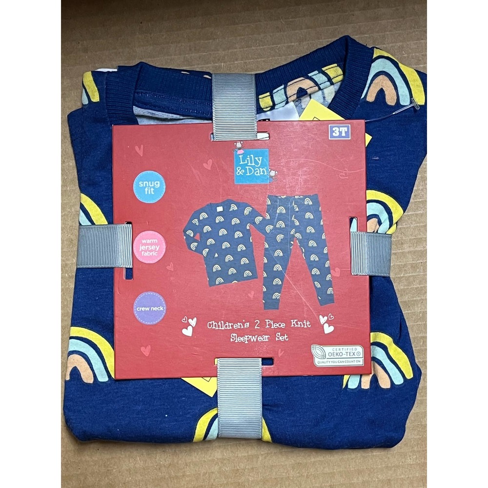 NWT Lilly & Dan Retro Rainbow Jersey Knit PJ Set - Various Size Pajamas